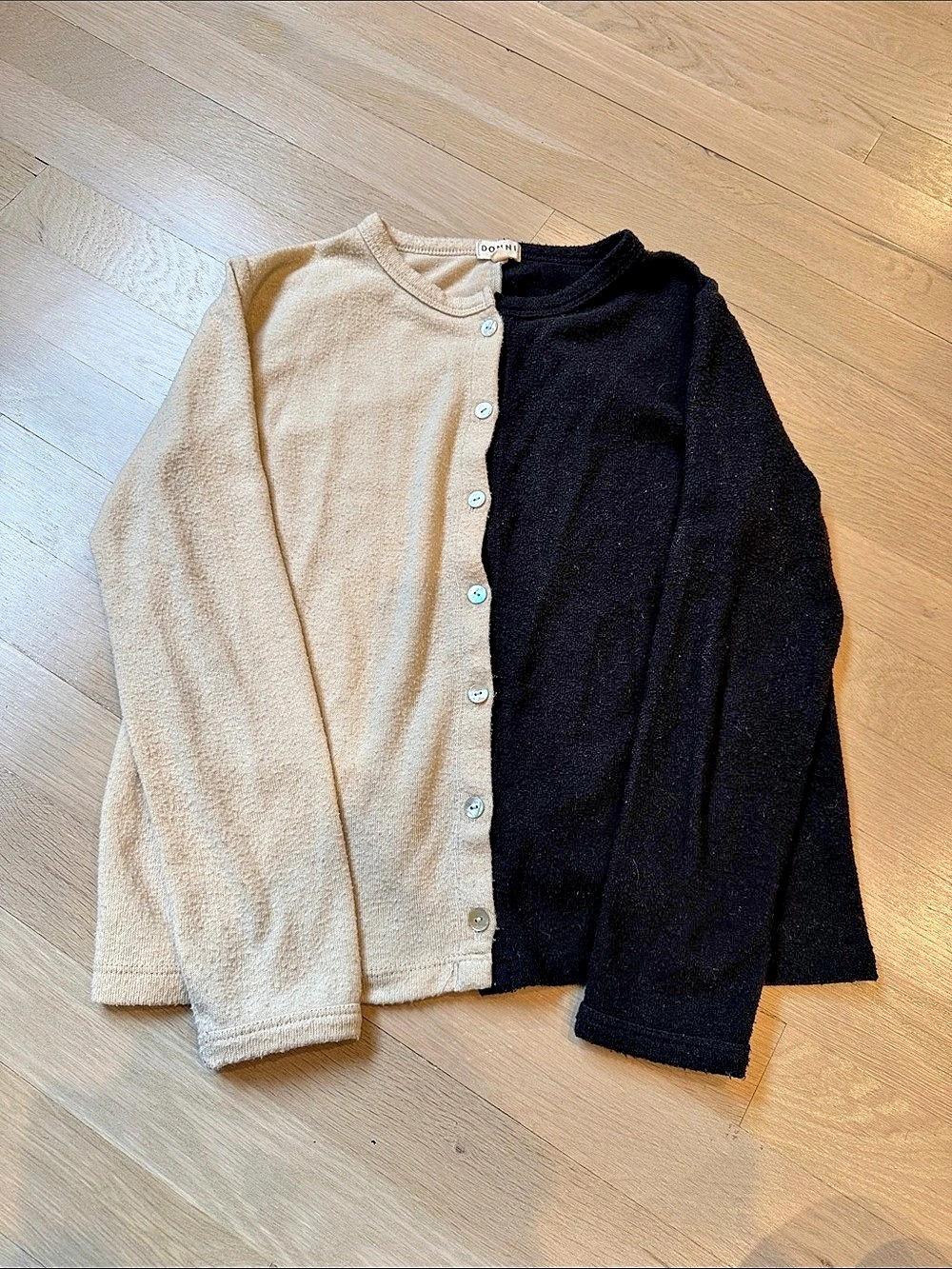 DONNI Thermal Duo Cardigan Color Block Black & Beige XS